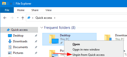 how to remove frequent folders in windows 10